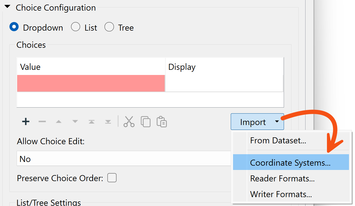 Import > Coordinate Systems